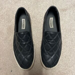 Steve Madden Black Quilted Slip-On Loafers